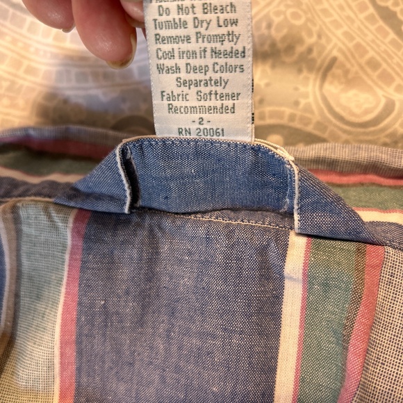 Bill Blass Mens Blue Striped Tie Front Cotton Robe - Picture 7 of 7